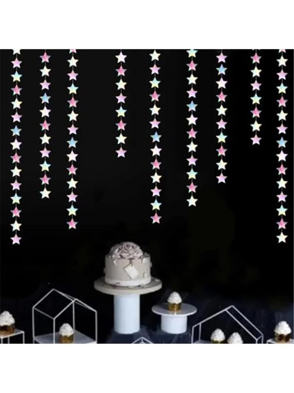 Iridescent Star Garland 62ft Holographic Party Streamer Wedding Birthday
